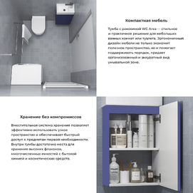 Фото Мебель для ванной комнаты Wellsee WC Area 40 см 221804006 подвесная и напольная, с черными ножками, матовая синий