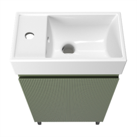Фото Мебель для ванной комнаты Wellsee WC Area 40 см 221805006 подвесная и напольная, с черными ножками, матовая зеленая