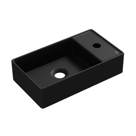 Маленькая раковина в туалет Wellsee WC Area 41 см 321805000 накладная или подвесная, из фарфора Refceram, матовая черная