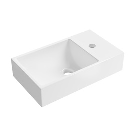 Маленькая раковина в туалет Wellsee WC Area 45 см 151803000 подвесная, из фарфора Refceram, глянцевая белая