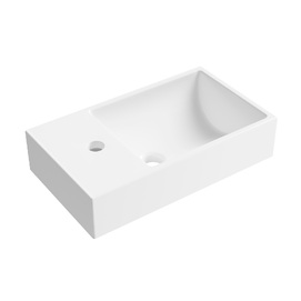 Маленькая раковина в туалет Wellsee WC Area 45 см 151804000 подвесная, из фарфора Refceram, глянцевая белая