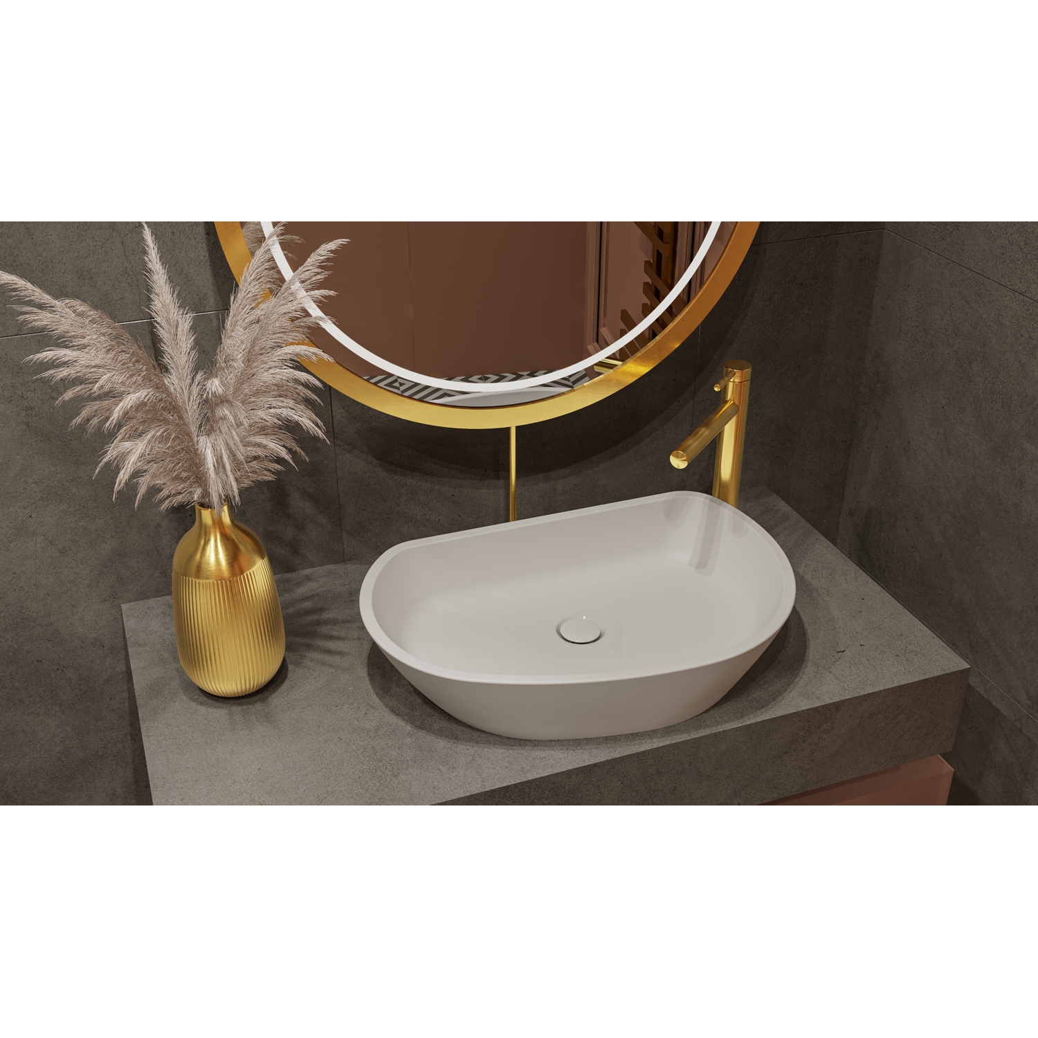 Раковина из искусственного камня Whitecross Ametrine 60 см 0718060037200 накладная белая матовая 26712₽